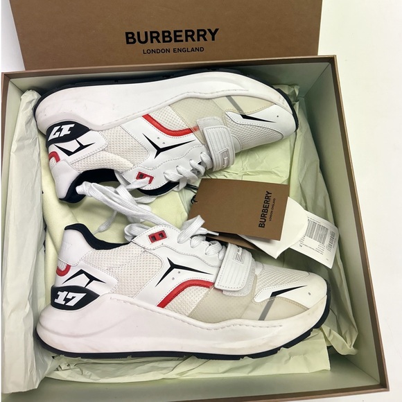 Burberry Ramsey Racing Low Top Sneakers Size 11 New White Multicolor - Picture 1 of 7